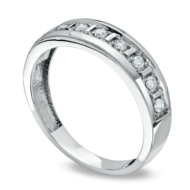 Image of ID 1 Men's 033 CT TW Natural Diamond Wedding Band in Solid 10K White Gold