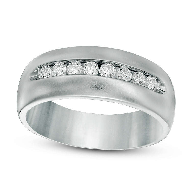 Image of ID 1 Men's 038 CT TW Natural Diamond Multi-Stone Wedding Band in Solid 14K White Gold