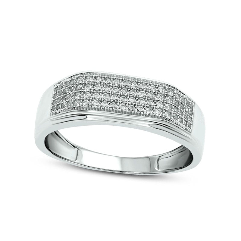 Image of ID 1 Men's 038 CT TW Natural Diamond Rectangular Wedding Band in Solid 10K White Gold