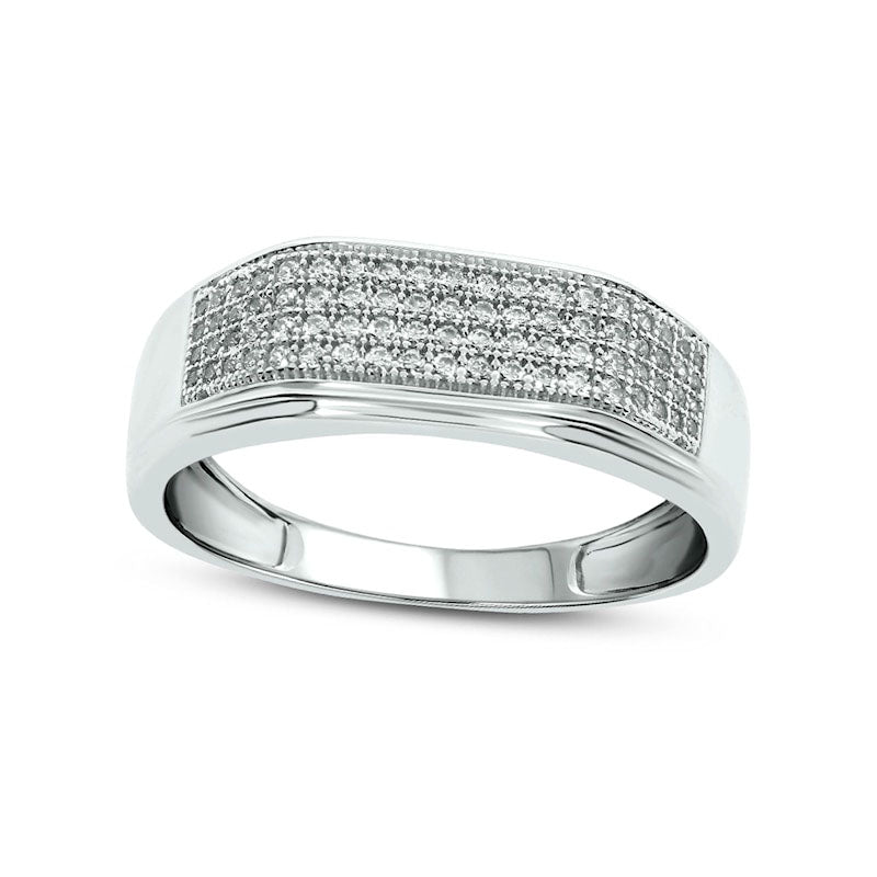 Image of ID 1 Men's 038 CT TW Natural Diamond Rectangular Wedding Band in Solid 14K White Gold