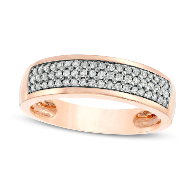 Image of ID 1 Men's 038 CT TW Natural Diamond Triple Row Wedding Band in Solid 10K Rose Gold