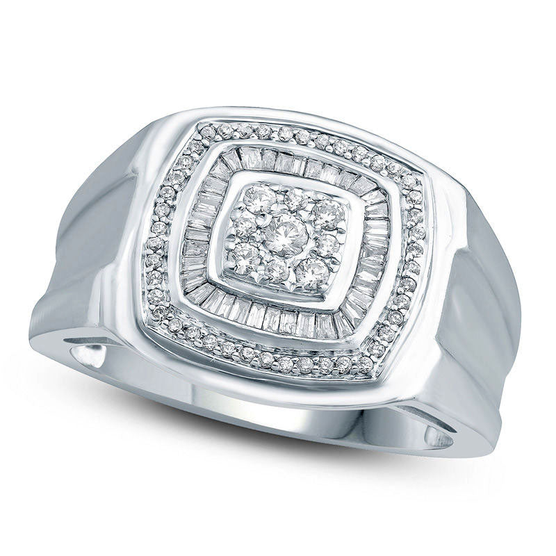 Image of ID 1 Men's 050 CT TW Composite Natural Diamond Signet Ring in Solid 10K White Gold