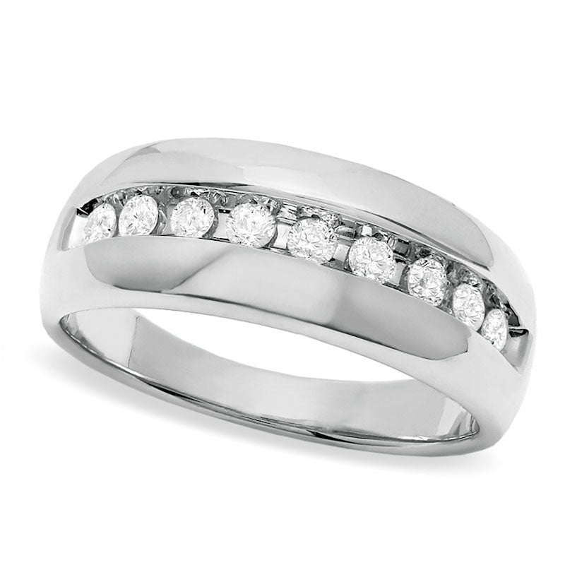 Image of ID 1 Men's 050 CT TW Natural Diamond Band in Solid 14K White Gold