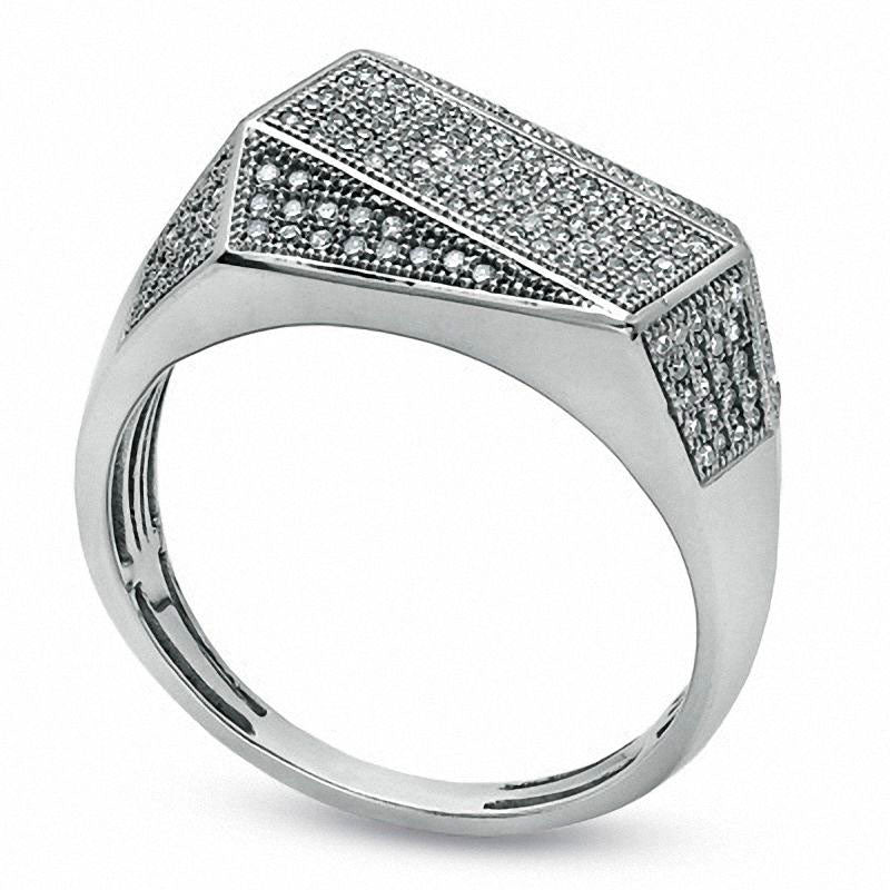 Image of ID 1 Men's 050 CT TW Natural Diamond Cluster Ring in Solid 10K White Gold