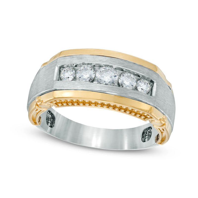 Image of ID 1 Men's 050 CT TW Natural Diamond Comfort Fit Wedding Band in Solid 10K Two-Tone Gold