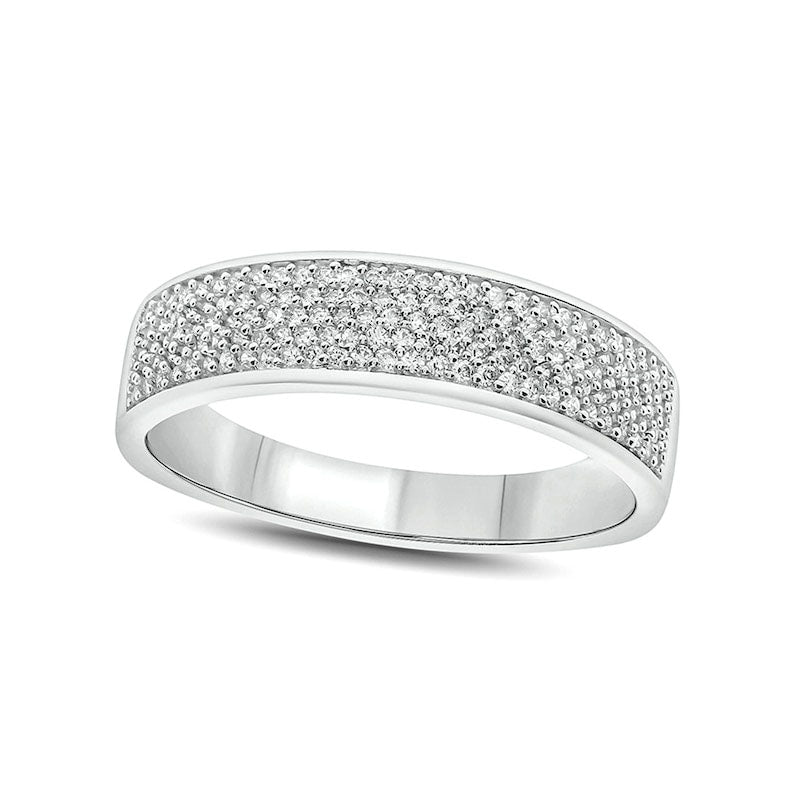 Image of ID 1 Men's 050 CT TW Natural Diamond Multi-Row Wedding Band in Solid 14K White Gold