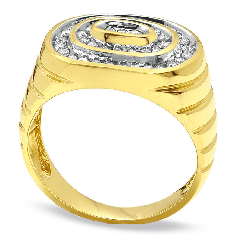 Image of ID 1 Men's 050 CT TW Natural Diamond Oval Ring in Solid 14K Gold
