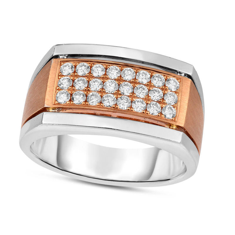 Image of ID 1 Men's 050 CT TW Natural Diamond Rectangle Composite Ring in Solid 14K Two-Tone Gold
