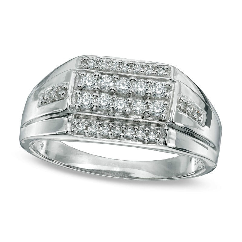 Image of ID 1 Men's 050 CT TW Natural Diamond Ring in Solid 10K White Gold