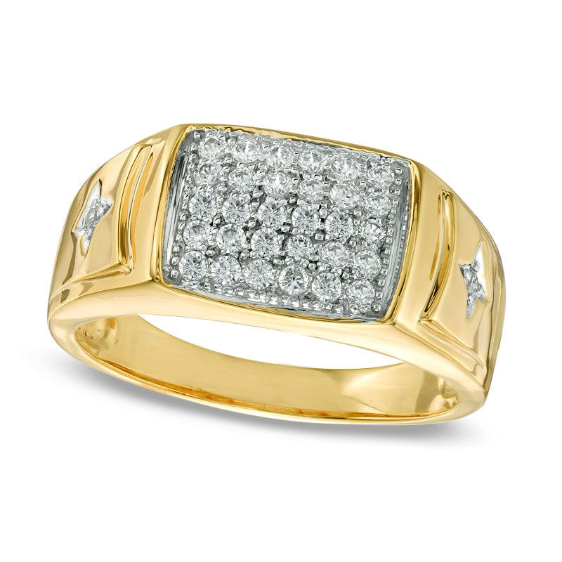Image of ID 1 Men's 050 CT TW Natural Diamond Ring in Solid 10K Yellow Gold