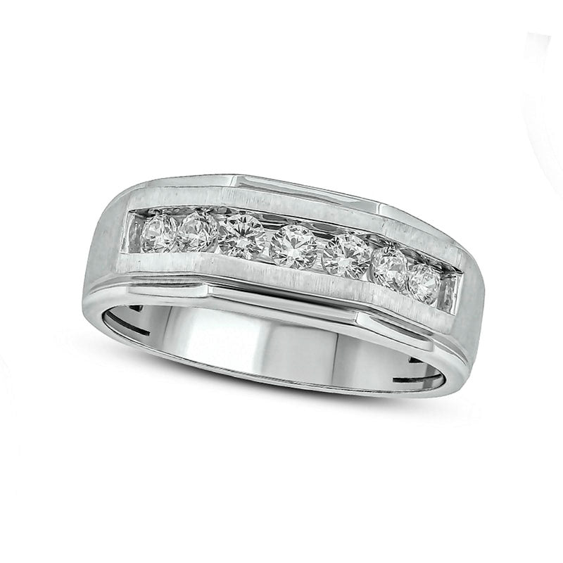 Image of ID 1 Men's 050 CT TW Natural Diamond Seven Stone Geometric Band in Solid 10K White Gold