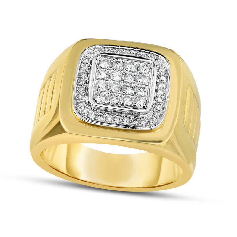 Image of ID 1 Men's 050 CT TW Natural Diamond Square Composite Ring in Solid 14K Two-Tone Gold