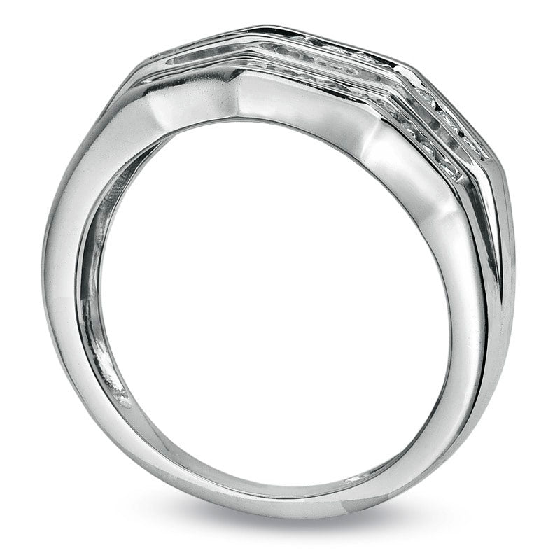 Image of ID 1 Men's 050 CT TW Natural Diamond Triple Row Band in Solid 10K White Gold
