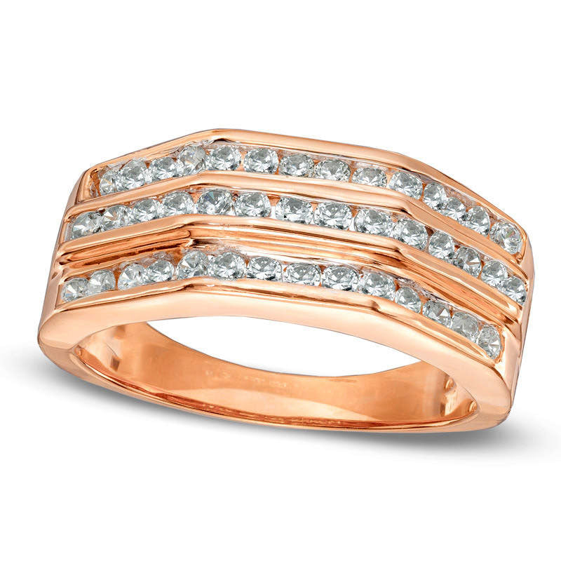 Image of ID 1 Men's 050 CT TW Natural Diamond Wedding Band in Solid 10K Rose Gold