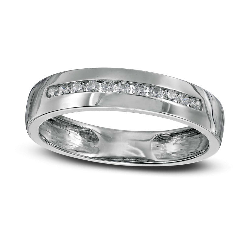 Image of ID 1 Men's 050 CT TW Square-Cut Natural Diamond Wedding Band in Solid 10K White Gold