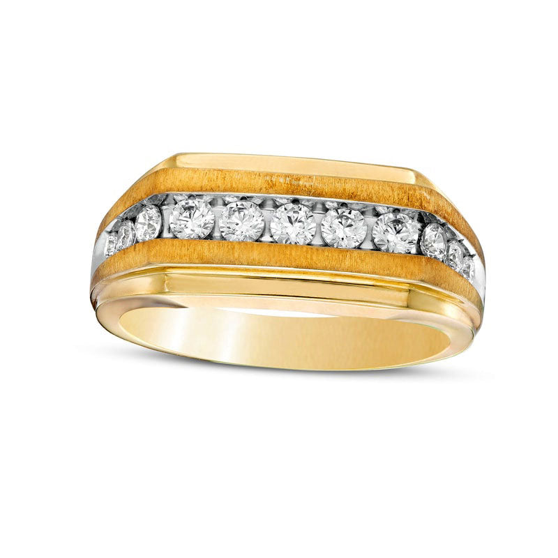Image of ID 1 Men's 063 CT TW Natural Diamond Graduated Eleven Stone Wedding Band in Solid 10K Yellow Gold