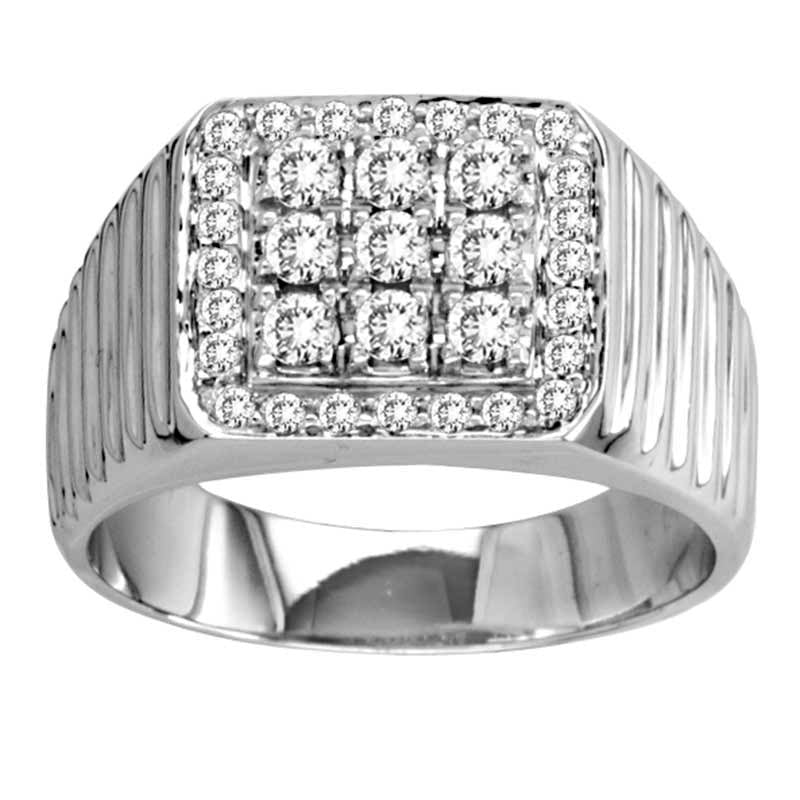 Image of ID 1 Men's 075 CT TW Natural Diamond Ring in Solid 14K White Gold (I/SI2)