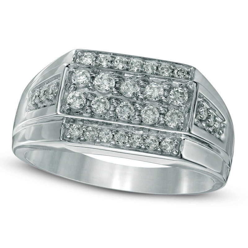 Image of ID 1 Men's 075 CT TW Natural Diamond Ring in Sterling Silver