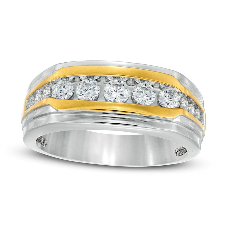 Image of ID 1 Men's 075 CT TW Natural Diamond Wedding Band in Solid 10K Two-Tone Gold