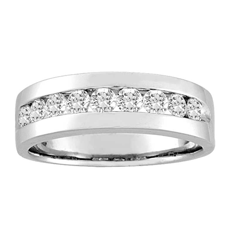 Image of ID 1 Men's 075 CT TW Natural Diamond Wedding Band in Solid 14K White Gold (I/SI2)