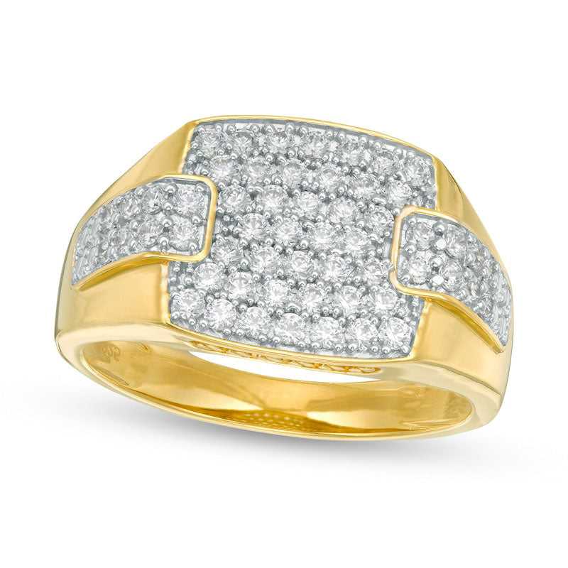 Image of ID 1 Men's 10 CT TW Composite Natural Diamond Collar Overlay Ring in Solid 10K Yellow Gold