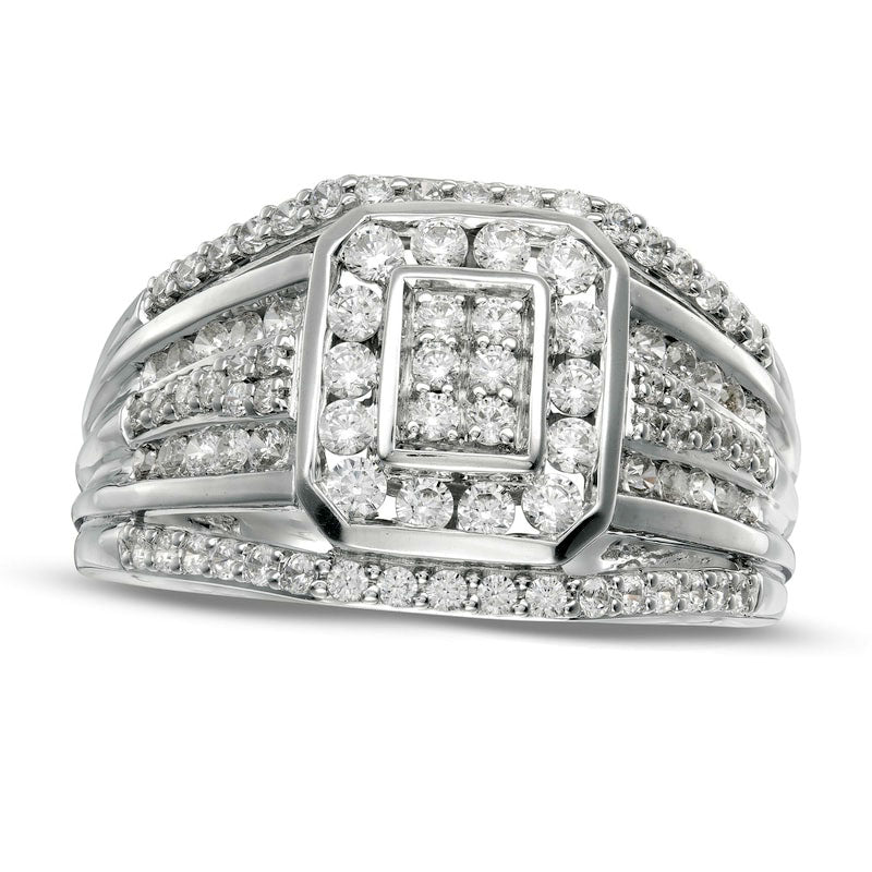 Image of ID 1 Men's 10 CT TW Composite Natural Diamond Multi-Row Ring in Solid 10K White Gold