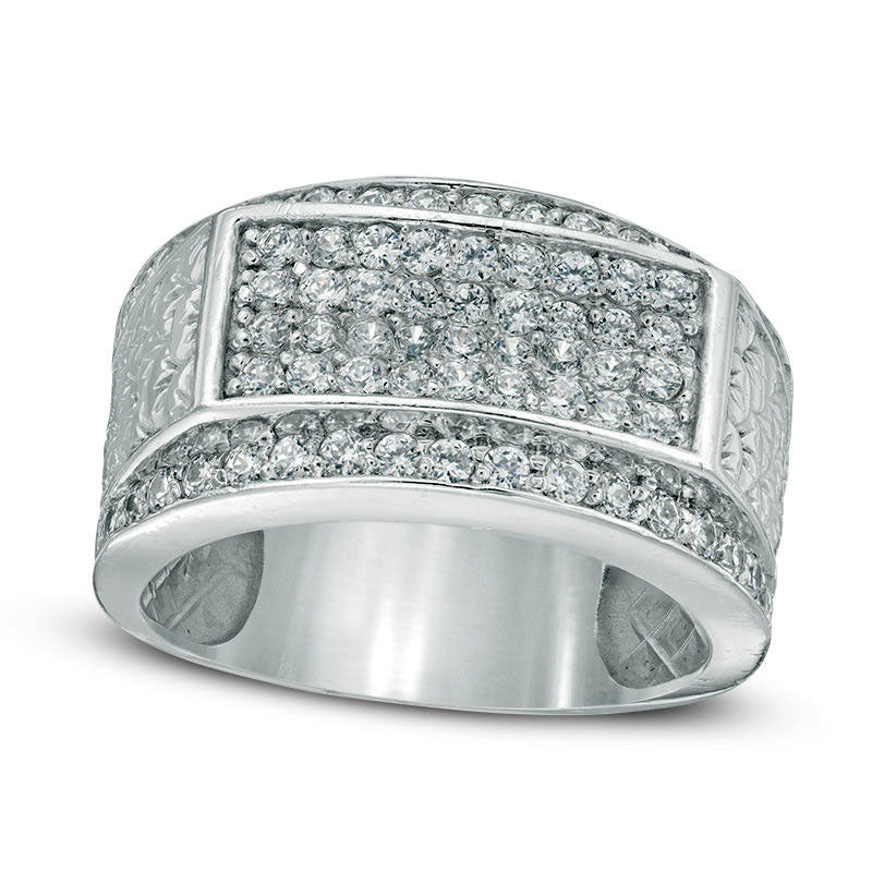 Image of ID 1 Mens 10 CT TW Composite Natural Diamond Rectangle Anniversary Ring in Solid 10K White Gold