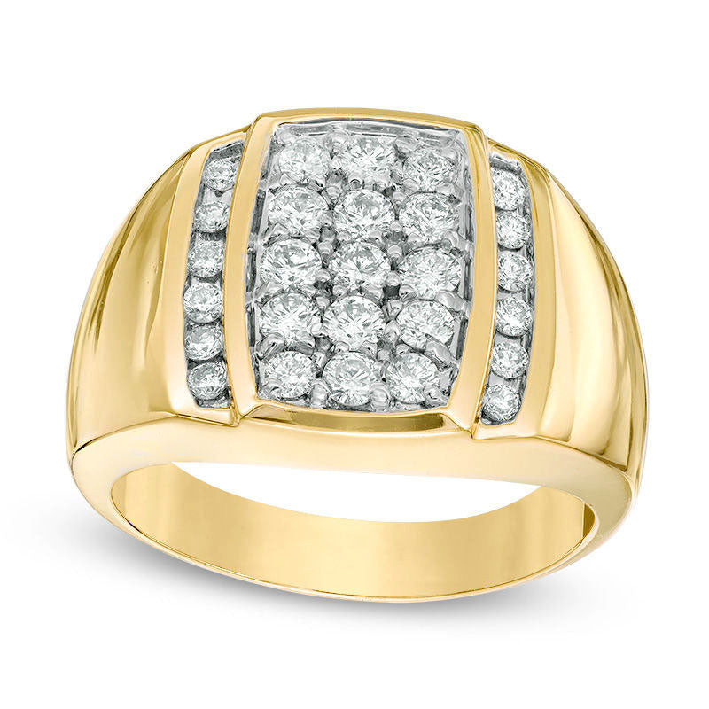 Image of ID 1 Men's 10 CT TW Composite Rectangle Natural Diamond Ring in Solid 10K Yellow Gold