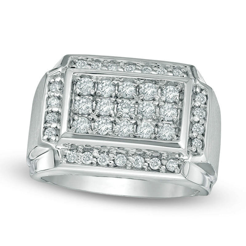 Image of ID 1 Men's 10 CT TW Composite Rectangle Natural Diamond Ring in Solid 14K White Gold