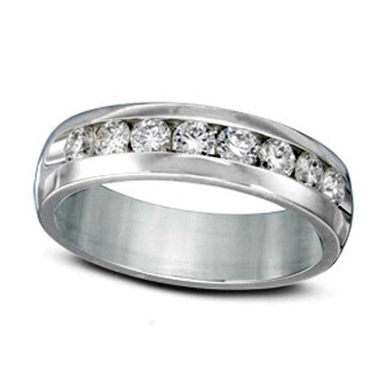 Image of ID 1 Mens 10 CT TW Natural Diamond Channel Anniversary Band in Solid 14K White Gold (I/SI2)
