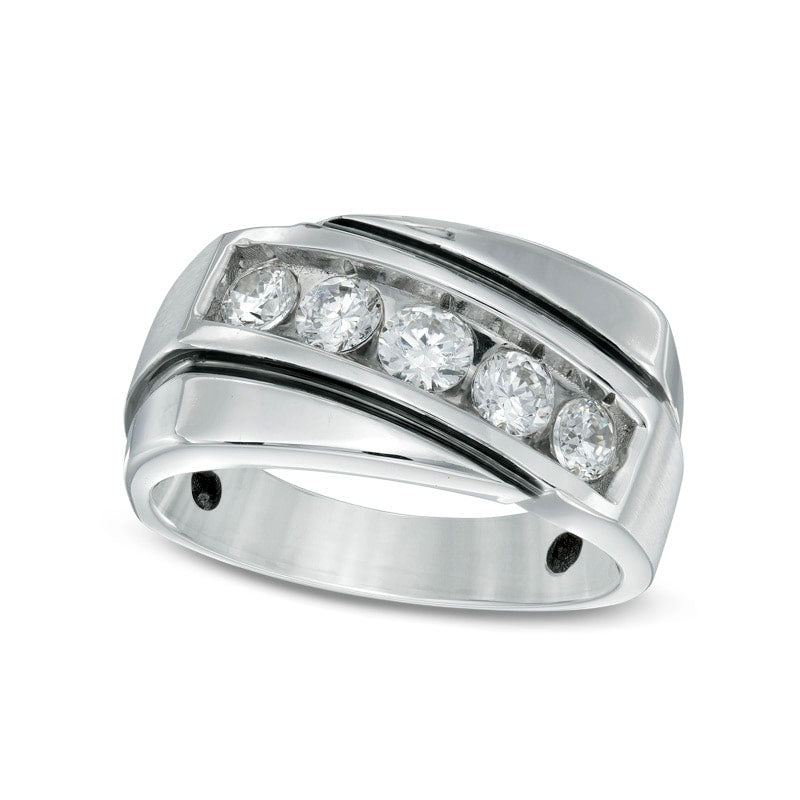 Image of ID 1 Men's 10 CT TW Natural Diamond Comfort Fit Wedding Band in Solid 10K White Gold