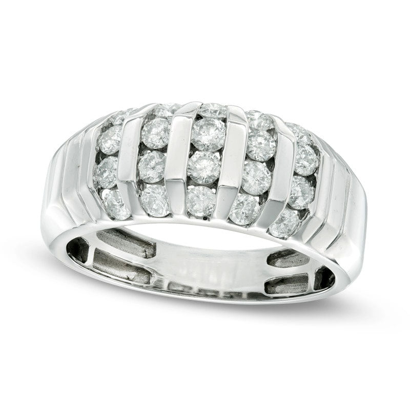 Image of ID 1 Men's 10 CT TW Natural Diamond Dome Anniversary Band in Solid 10K White Gold