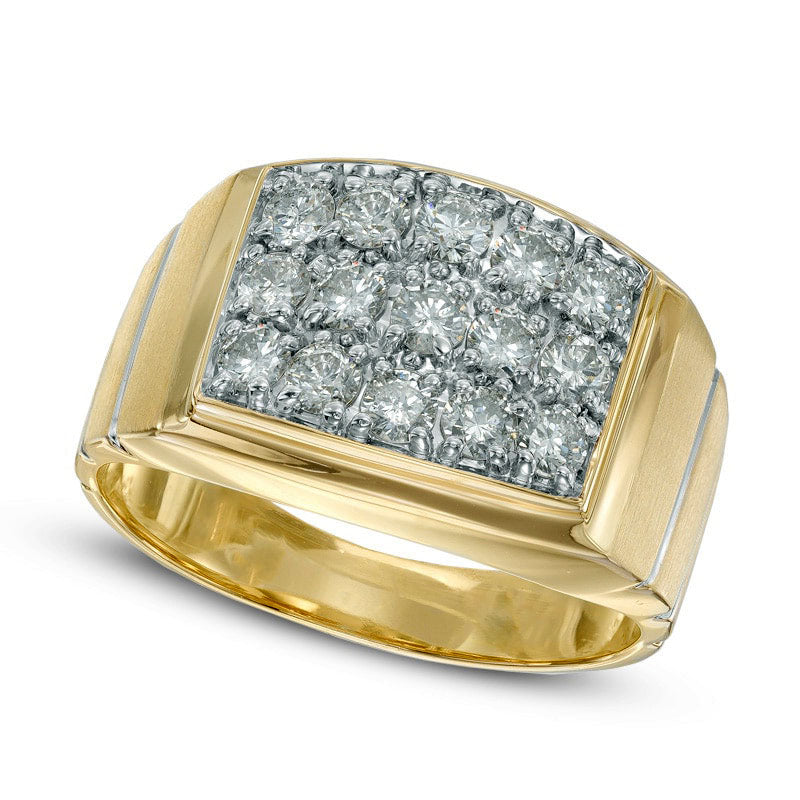 Image of ID 1 Men's 10 CT TW Natural Diamond Square Composite Ring in Solid 10K Yellow Gold