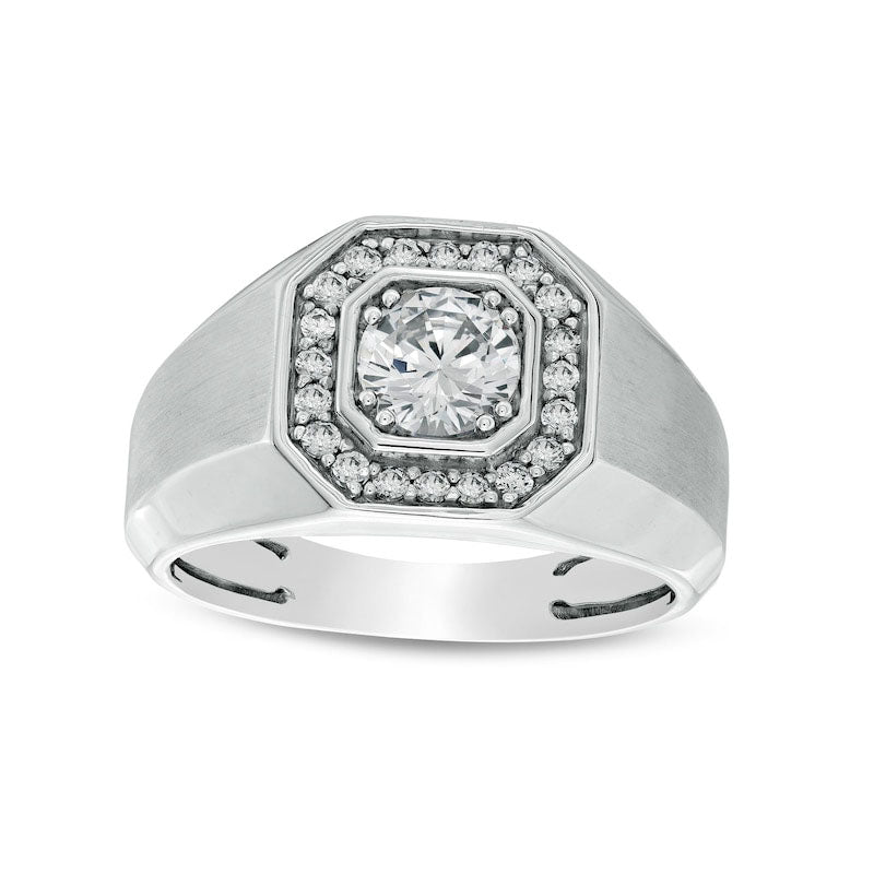 Image of ID 1 Men's 125 CT TW Natural Diamond Octagonal Frame Wedding Band in Solid 14K White Gold