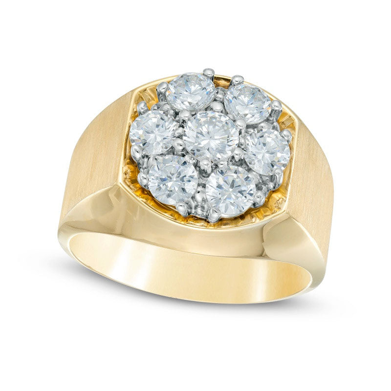 Image of ID 1 Men's 15 CT TW Natural Diamond Cluster Comfort Fit Ring in Solid 10K Yellow Gold