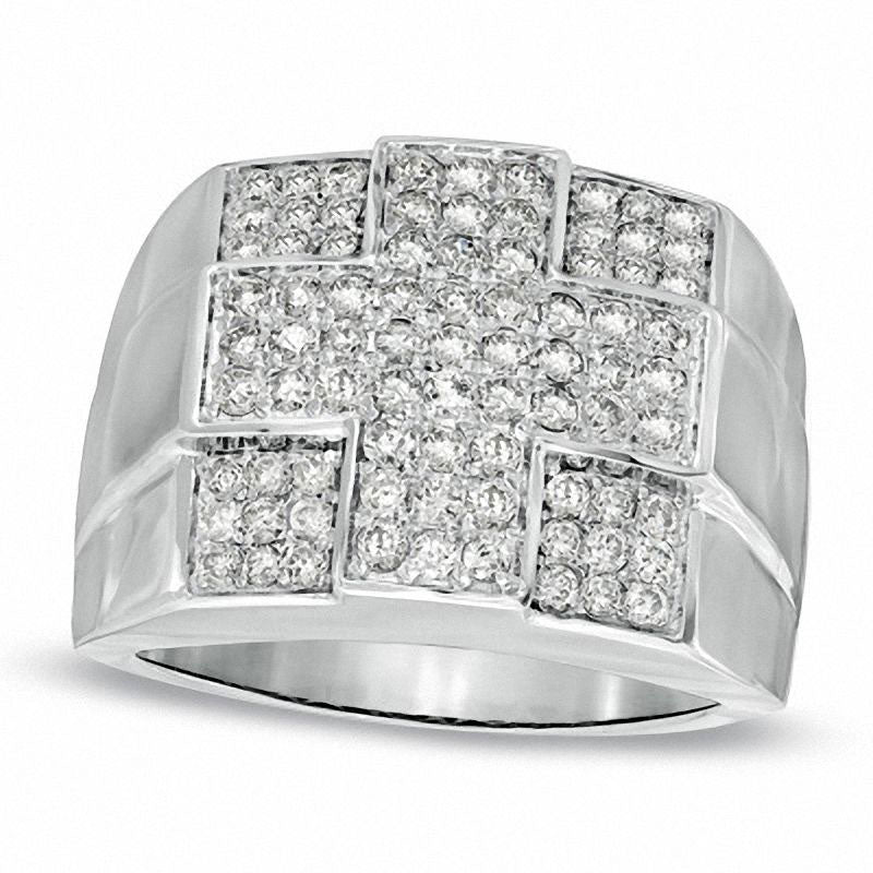 Image of ID 1 Men's 15 CT TW Natural Diamond Cross Ring in Solid 10K White Gold