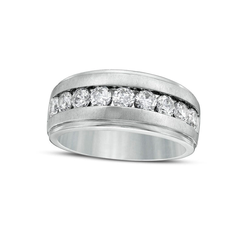 Image of ID 1 Men's 15 CT TW Natural Diamond Nine Stone Wedding Band in Solid 10K White Gold