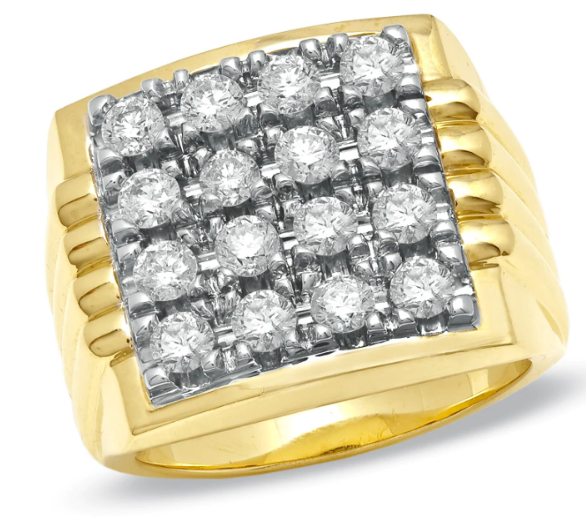 Image of ID 1 Men's 2 CT TW Diamond Fashion Ring in 14K Yellow Gold BRAND NEW