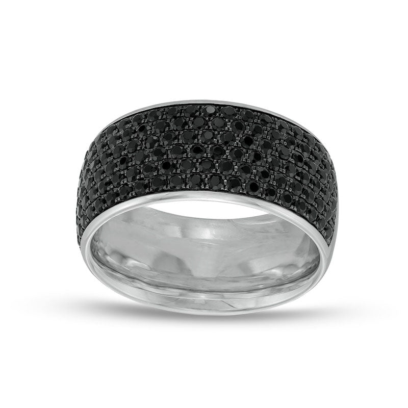 Image of ID 1 Men's 20 CT TW Black Enhanced Natural Diamond Comfort-Fit Dome Ring in Solid 14K White Gold