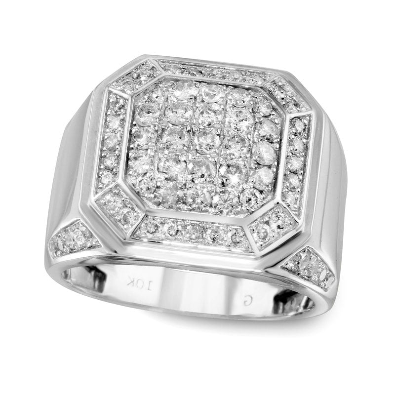 Image of ID 1 Men's 20 CT TW Composite Natural Diamond Octagon Ring in Solid 10K White Gold - Size 10