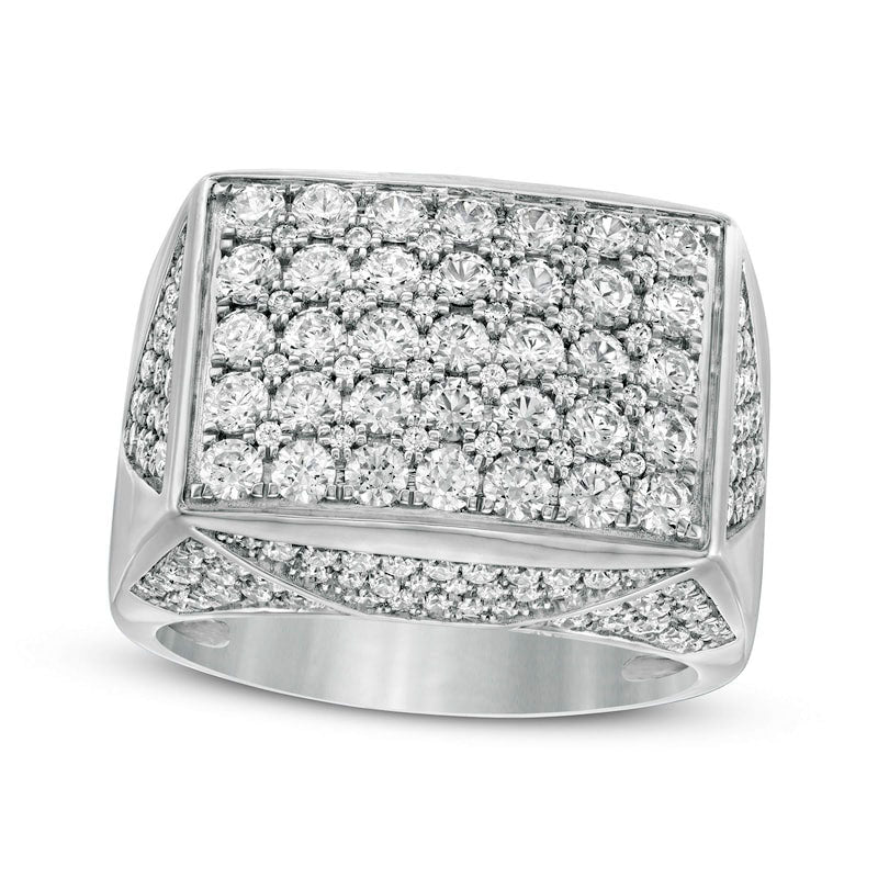 Image of ID 1 Men's 35 CT TW Composite Natural Diamond Rectangle Top Geometric Signet Ring in Solid 10K White Gold