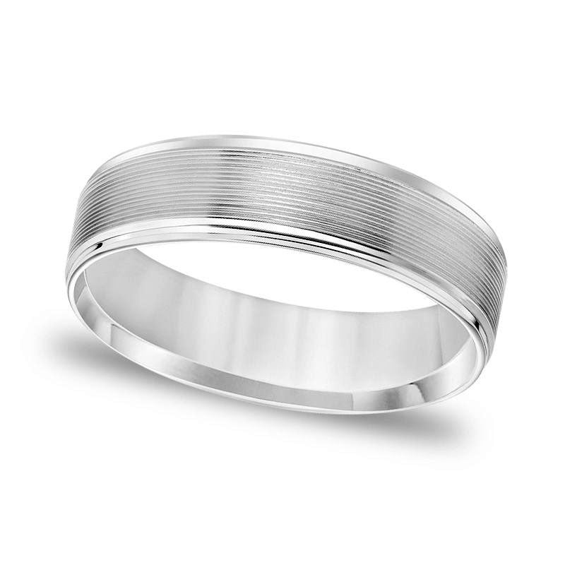 Image of ID 1 Men's 60mm Comfort-Fit Brushed Grooved Wedding Band in Solid 14K White Gold