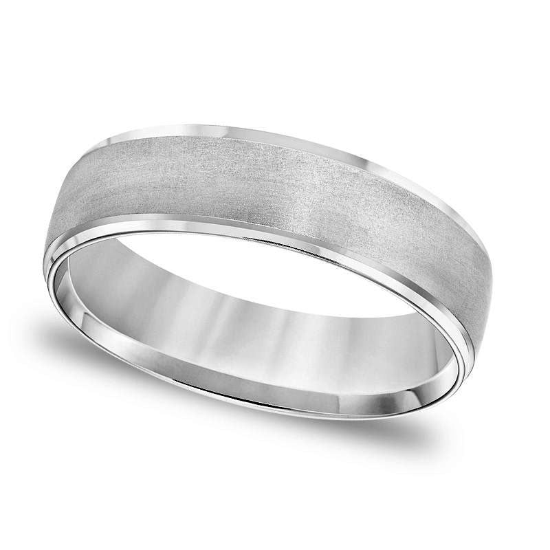 Image of ID 1 Men's 60mm Comfort-Fit Brushed Wedding Band in Solid 14K White Gold