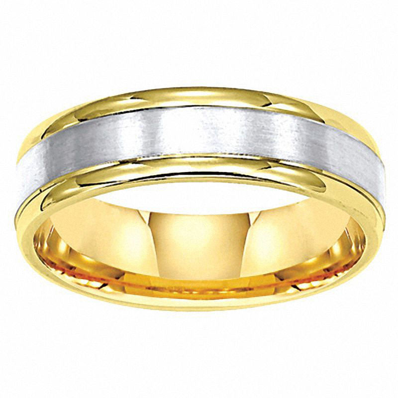 Image of ID 1 Men's 60mm Comfort Fit Wedding Band in Solid 14K Two-Tone Gold