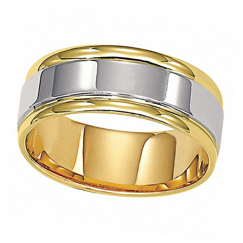 Image of ID 1 Men's 80mm Comfort Fit Wedding Band in Solid 14K Two-Tone Gold