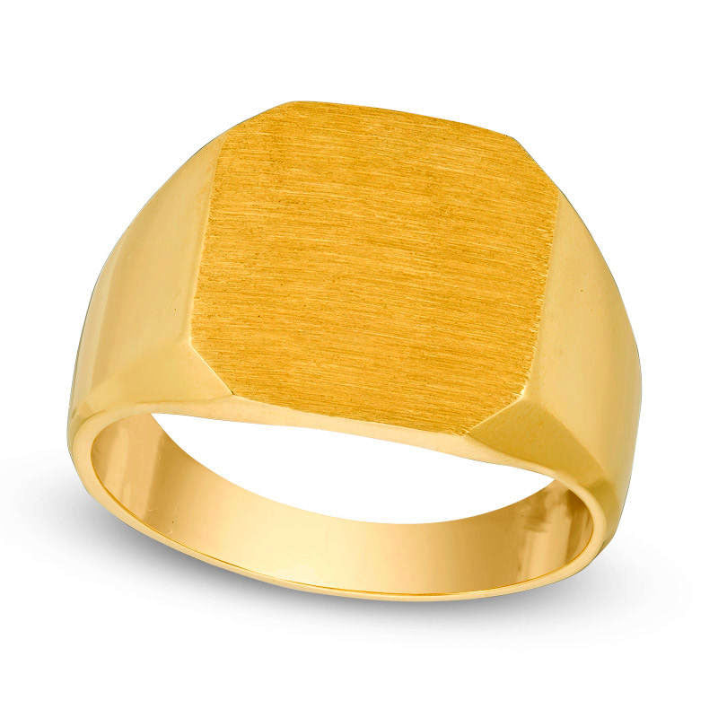 Image of ID 1 Men's Satin Signet Ring in Solid 10K Yellow Gold