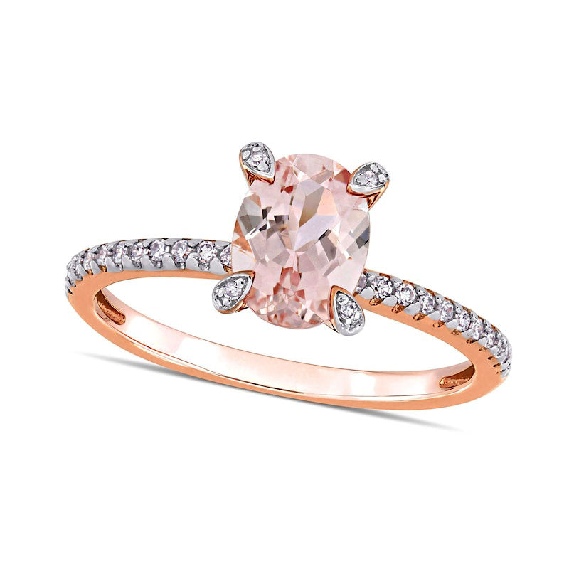 Image of ID 1 Oval Morganite and 010 CT TW Natural Diamond Ring in Solid 10K Rose Gold