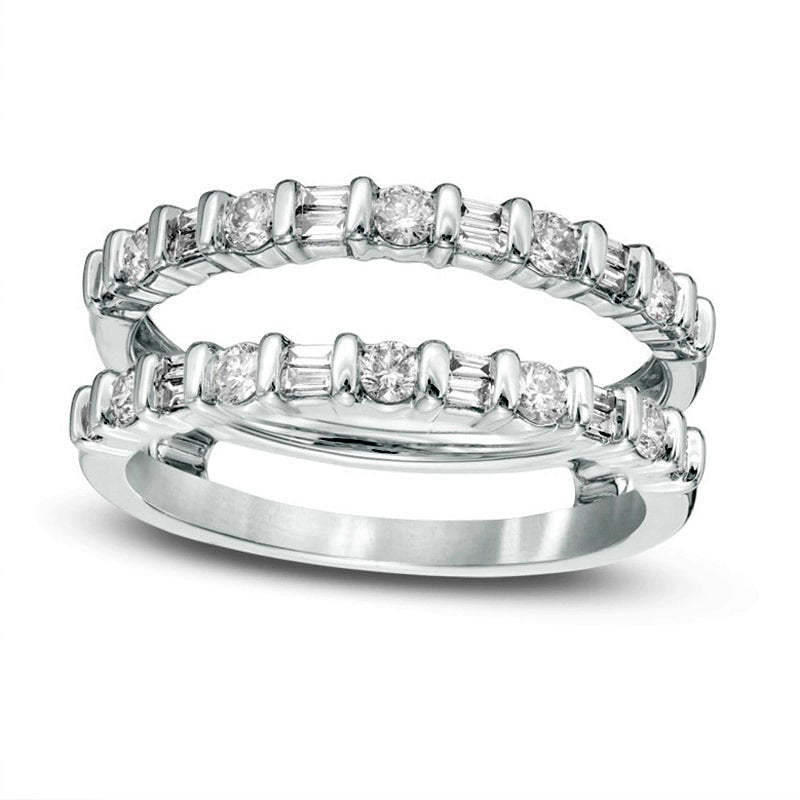 Image of ID 1 Previously Owned - 050 CT TW Baguette and Round Natural Diamond Enhancer in Solid 14K White Gold