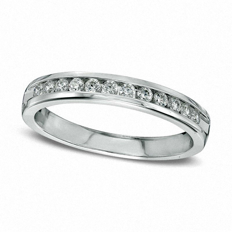 Image of ID 1 Previously Owned - 050 CT TW Natural Diamond Channel Band in Solid 14K White Gold
