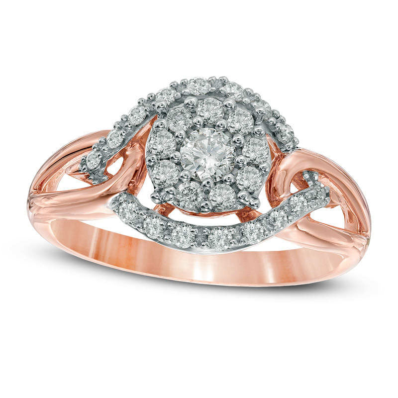 Image of ID 1 Previously Owned - 050 CT TW Natural Diamond Open Cluster Ring in Solid 10K Rose Gold